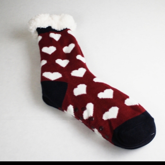 Plush Faux Sherpa Heart Slipper Socks - Picture 2 of 3